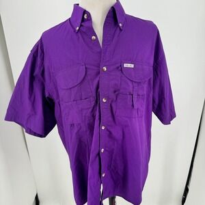 Tiger Hill Performance Poplin Fishing Shirt MENS Purple Vented Short Sleeve 2XL